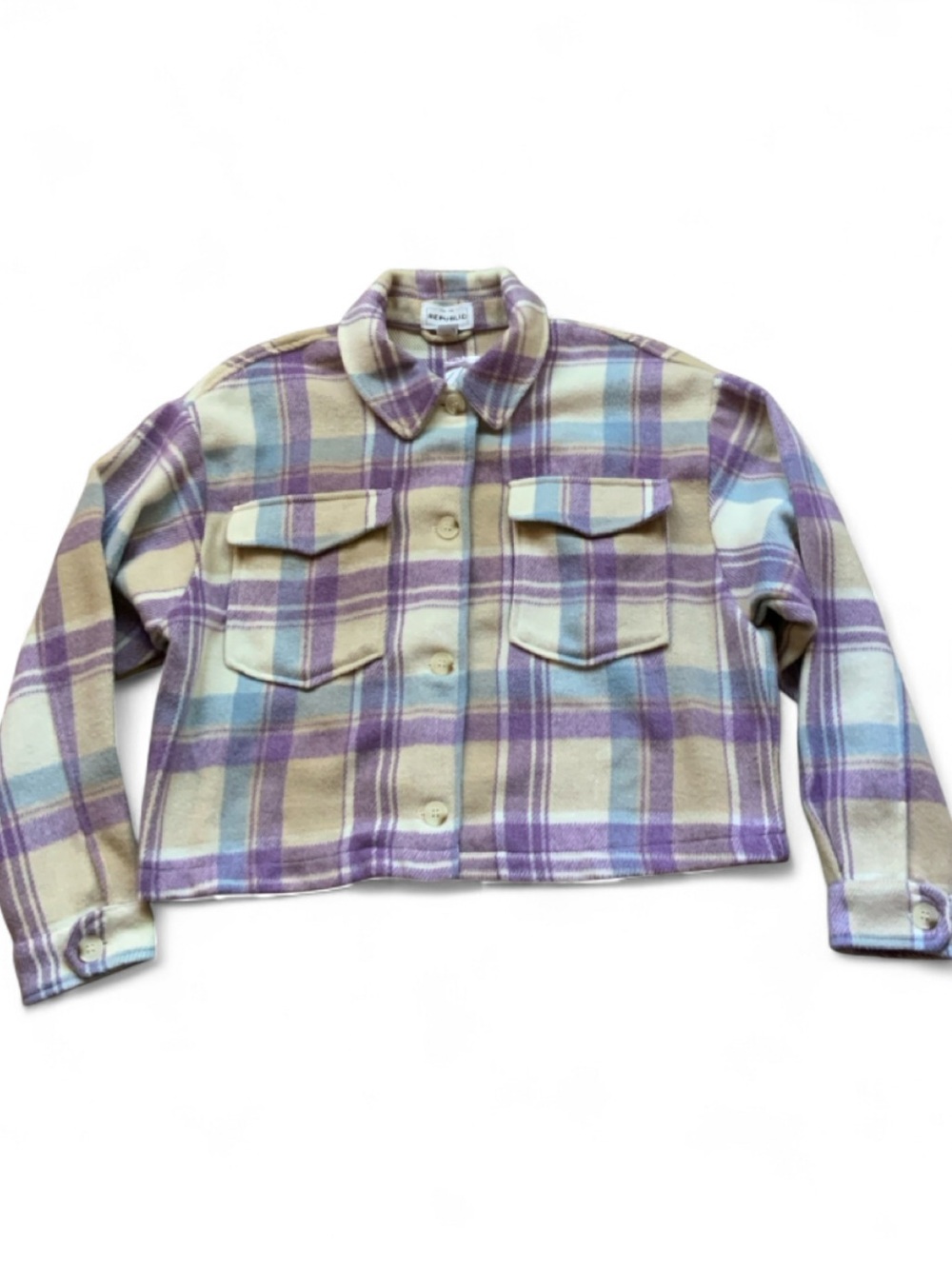 NWT📚 For The Republic Plaid Jean Jacket Juniors XL